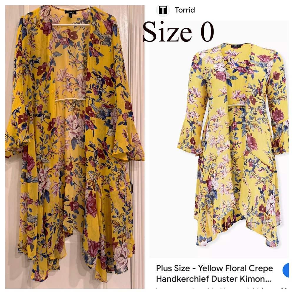 Torrid Yellow Floral Kimono